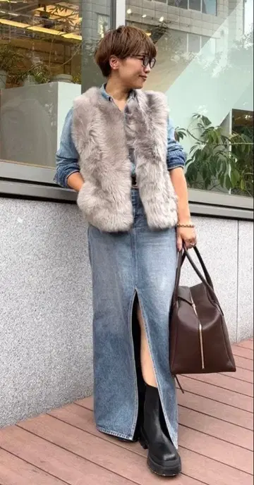 윔 가젯 데님 슬릿 스커트 38