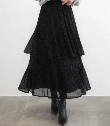 CENEA 라메 튤 플리츠 캉캉 스커트