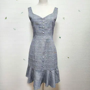 [ Sheep Dip ] 체크 무늬 슬리브리스 미니 원피스