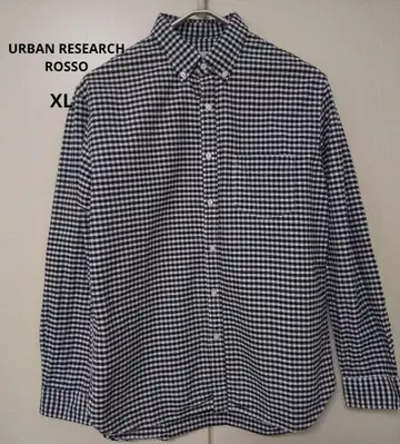 어반리서치 로쏘 체크 무늬 셔츠 긴팔 깅엄 네이비