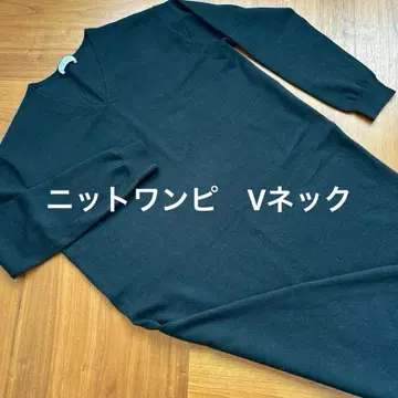 BEAUTY&YOUTH 다크 네이비 V넥 니트 원피스 울 새상품급