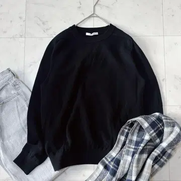 새상품급 슬론 루즈핏 니트 더블 페이스 메리노울 코튼 블랙