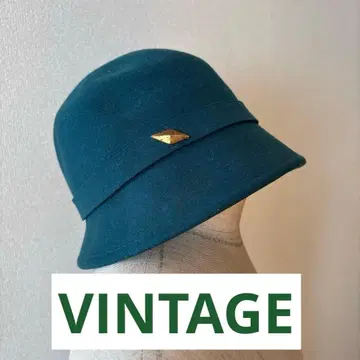 80s 90s 빈티지 펠트 크로셰 햇 그린