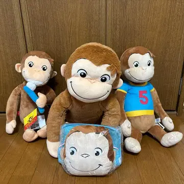 호기심 많은 조지 슈퍼 라지 봉제 인형 3개, 월 포켓 포함 4점 세트