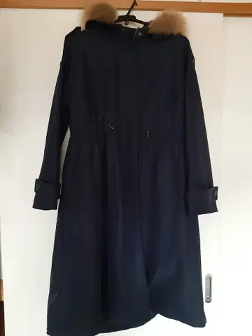 네이비 모즈 코트 퍼 달린 후드