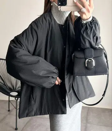 andMe 사이드 지퍼 노카라 충전솜 다운 자켓 S