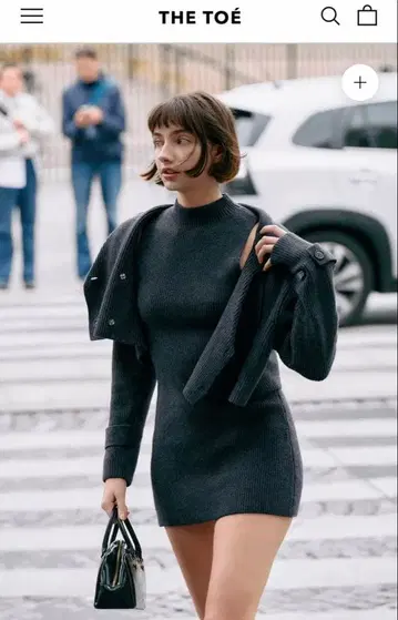THE TOE 니트 원피스 와 자켓 세트 다크 그레이