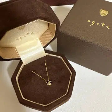 agete K10 다이아몬드 목걸이 골드