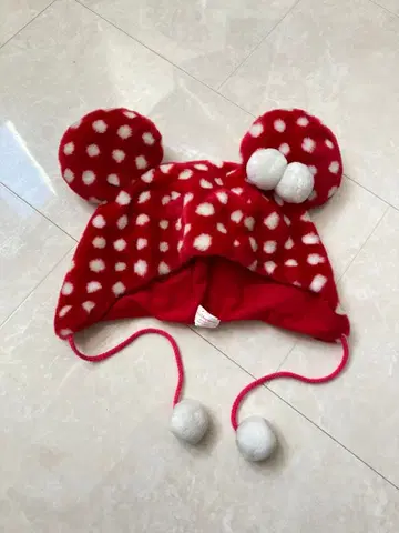 미니 팬캡 빨간색 도트