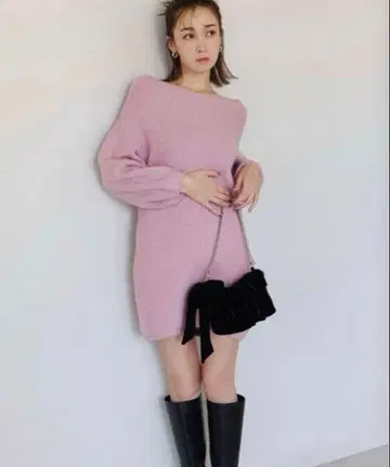 SNIDEL 오프숄더 미니 원피스 니트 원피스 스나이델