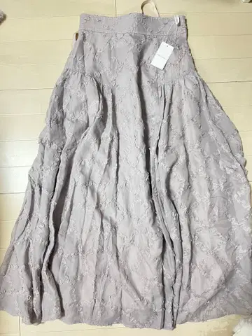 앙데팡당 택 포함 백리본 프릴 체크 무늬 라벤더 플레어 스커트