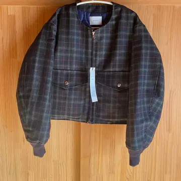 [새상품] MANON 체크 무늬 충전솜 MA-1 자켓 네이비 계열