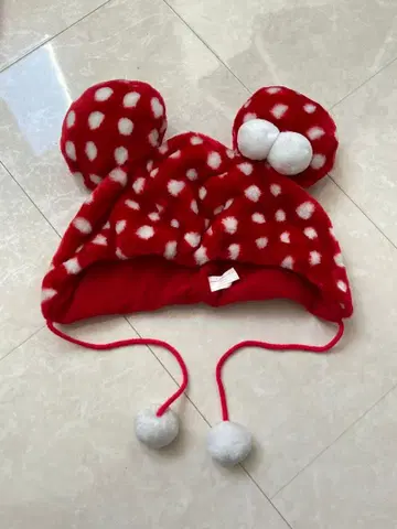 미니 팬캡 빨간색 도트