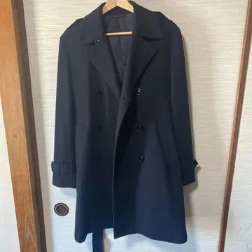 nano universe 네이비 더블 브레스트 체스터 코트