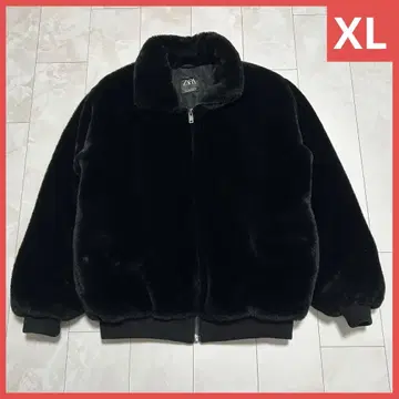 ZARA 인조 모피 점퍼 블루종 XL 블랙