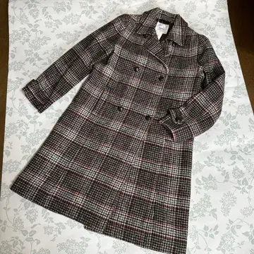 골든 베어 롱 코트 브라운 계열 체크