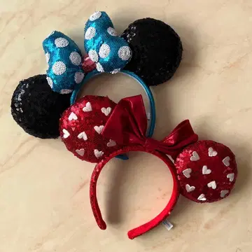 디즈니 미키 미니 귀 머리띠 세트