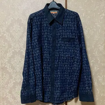 CASTELBAJAC 네이비 로고 프린트 긴팔 셔츠
