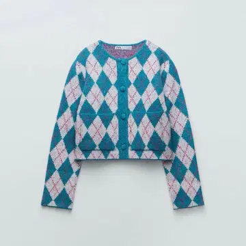 ZARA 아가일 무늬 니트 가디건