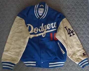 90s 스타터 MLB 가죽 소매 바시티 자켓 다저스 노모