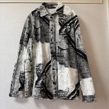 ZARA 흑백 추상 패턴 긴팔 셔츠 L