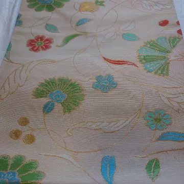 꽃무늬 수직 후쿠로 오비 베이지