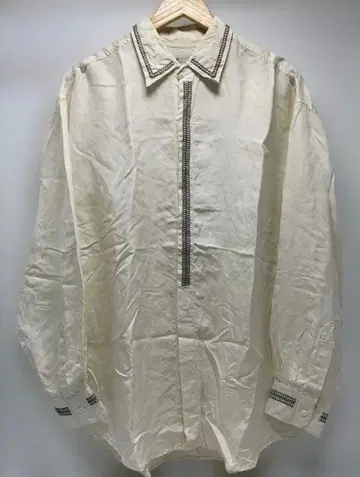 GOOUCH/실크/화이트/아이보리 자수 긴팔 셔츠