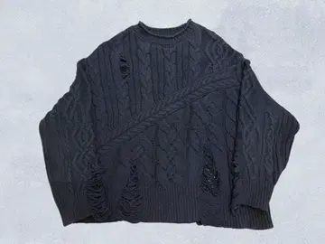 HARE 데미지 케이블 니트 풀오버 FREE 사이즈