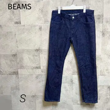 BEAMS [ S ] 데님 팬츠 스트레이트 다크 블루 앵클 기장 캐주얼