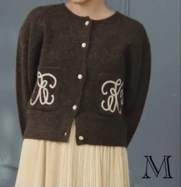 [ 택 포함 새상품 ] 시마무라 yumi 코드 자수 가디건 브라운 M