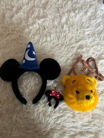 미키마우스 머리띠 & 푸우 미니백 & 머리띠 키링