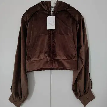 메리제니 벨로아 레이스 지퍼 후드티 브라운 셋업 브라운 아우터