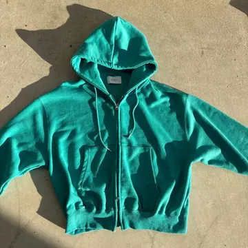 soerte 터콰이즈 더블 지퍼 후드티