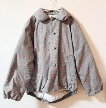 체크 무늬 다운 코트