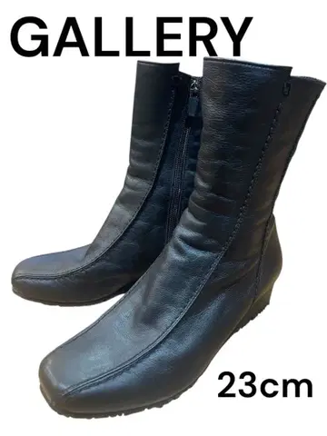 GALLERY 블랙 [ 천연 가죽 ] 가죽 부츠 23cm