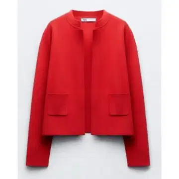 ZARA 노카라 빨간색 니트 자켓