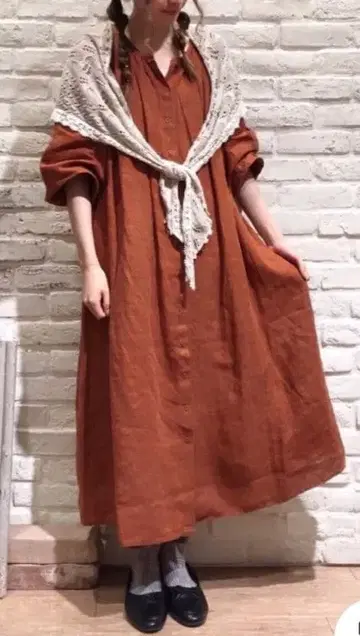 사만사 모스모스 린넨 100% 이후 허리 리본 원피스