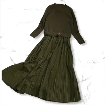 antiqua 니트 플리츠 스커트 도킹 롱 원피스 루즈핏