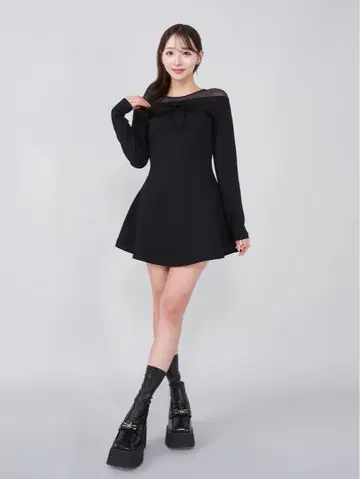 Darich 데콜테 시어 컷 미니 원피스