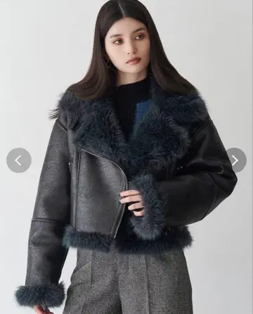 MURUA 2025AW 언이븐 페이크 무스탕 숏 코트