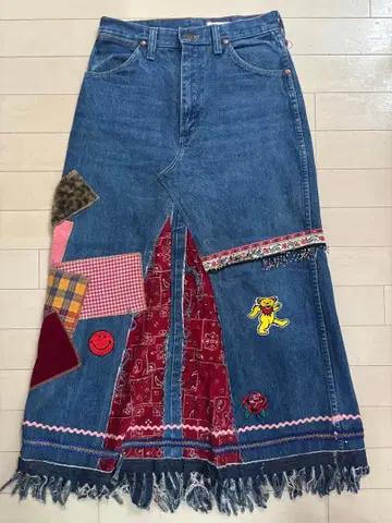 미국제 랭글러 데님 리메이크 빈티지 스커트 패치워크