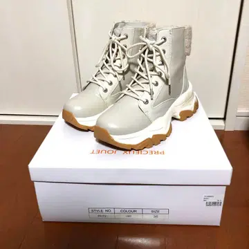 새상품급 프레슈주에 퍼 레이스업 통굽 부츠 36