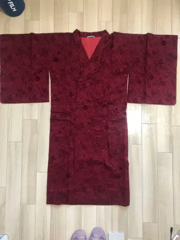 기모노용 겨울용 롱 코트 크림슨 컬러