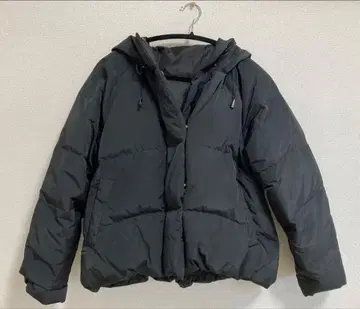 블랙 후드 부착 다운 자켓 여성용 M 블랙