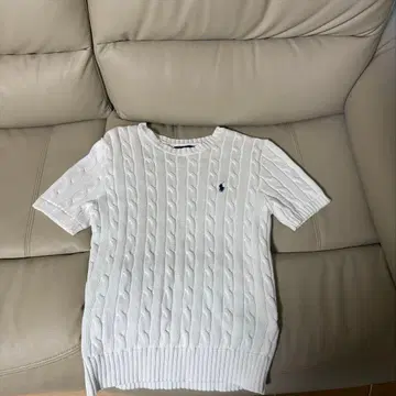 랄프 로렌 케이블 니트 화이트 S 반팔