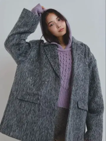 shaggy studs coat jacket andequal