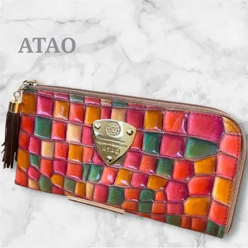 ATAO 멀티 컬러 타일 무늬 장지갑