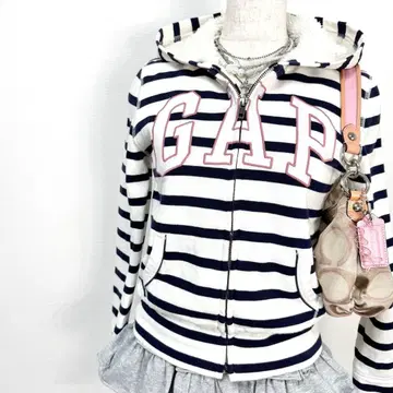 y2k 00s GAP 레어 보더 라메 로고 보아 안감 지퍼 후드티