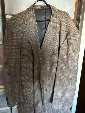 체크 무늬 테일러드 자켓 브라운 계열