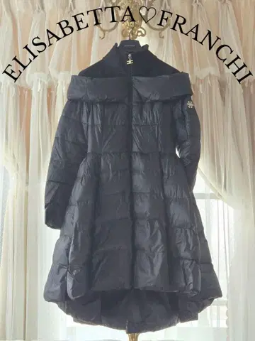 새상품급 ELISABETTA FRANCHI 블랙 오프숄더 드레스 다운